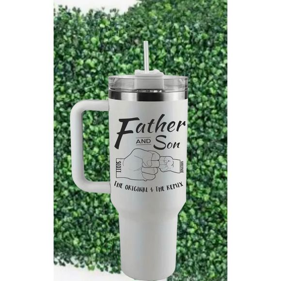 Custom Laser Etched Father’s Day Tumbler with Personalized Father & Son Hands * - Picture 1 of 1